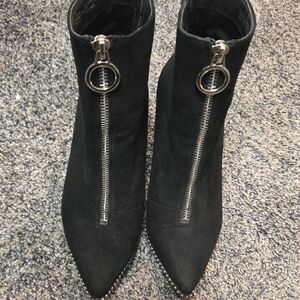 Bar III Black Ankle Booties with Front Zipper